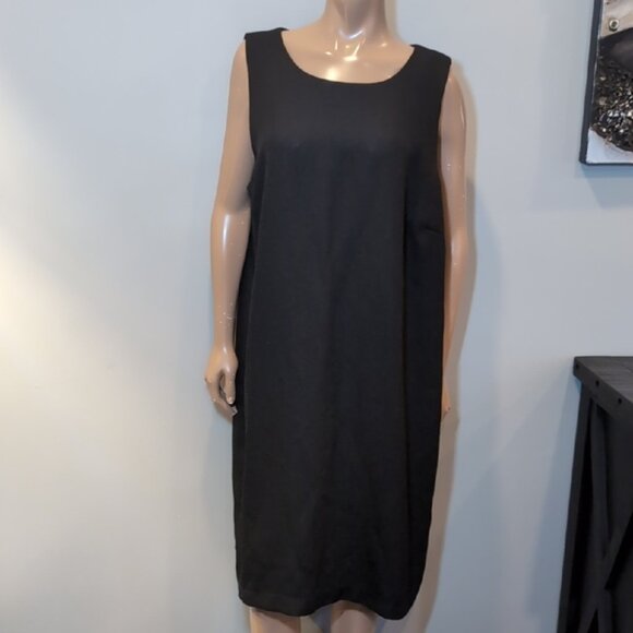 Vintage Addition Elle Sleeveless Sheath Dress Womens Plus Size 22W Black Crepe - Picture 10 of 12